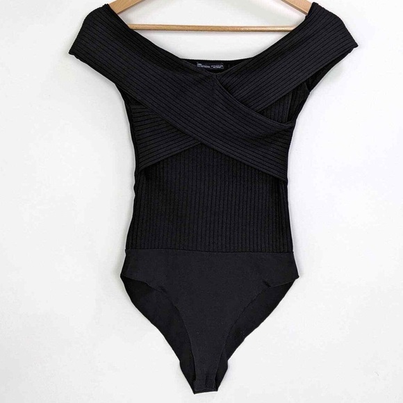 Zara Black Ribbed Bodysuit - Picture 1 of 9